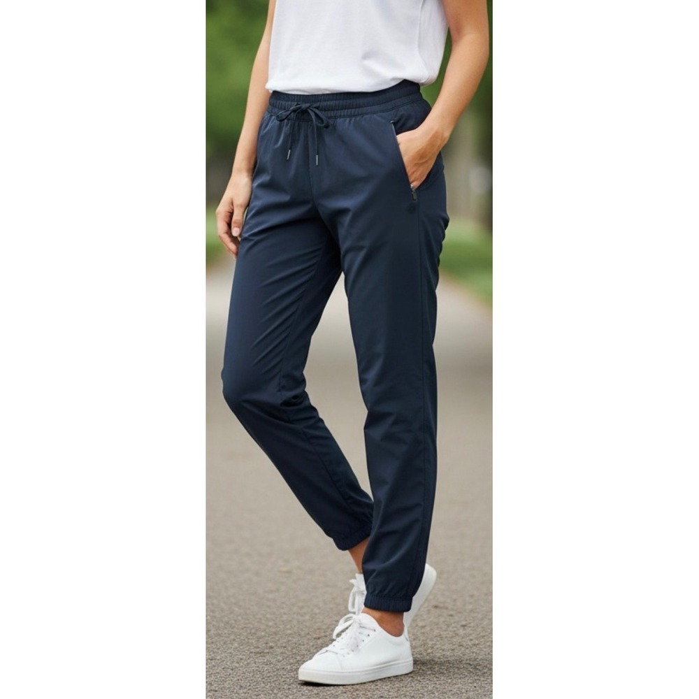 ASICS Womens Navy Blue Activewear Joggers Zipper Pockets Elastic Waist Pants